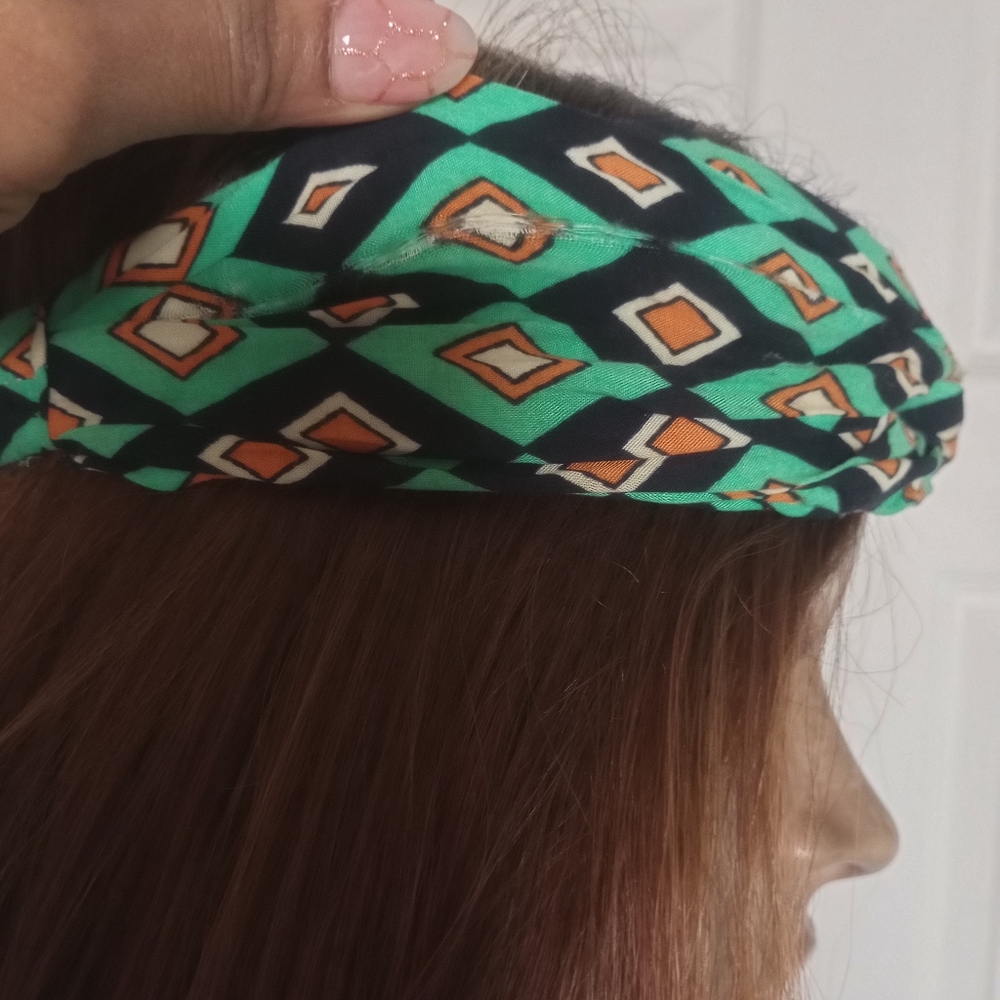 Mint green printed boho chic head band - Picture 3 of 7